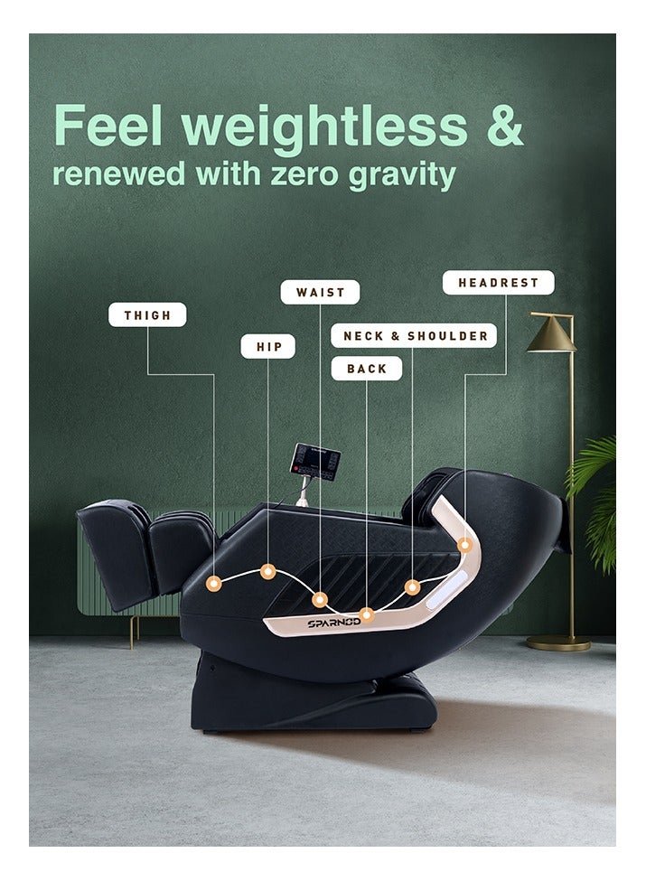 Sparnod Fitness Deluxe Plus Massage Chair Recliner: Featuring 22 Fixed Massage Balls, 22 Airbags, Back Heat Therapy, Zero Gravity, Foot Massage, LCD Display, Bluetooth Speakers - Image 4