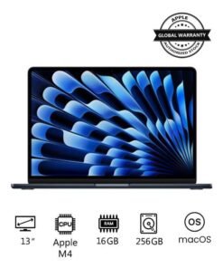 Apple New 2025 MacBook Air MW123 13-Inch Display, Apple M4 Chip 10-Core CPU 8-Core GPU Processor/16GB RAM/256GB SSD/macOS English/Arabic Midnight