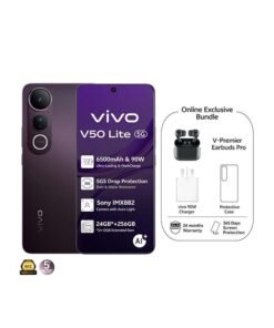 vivo V50 Lite AI 5G Dual SIM Phantom Black 12GB RAM 256GB Supports 90W Charging With Exclusive Gifts Earbuds Pro,24 Months Warranty + 1 Year Screen Replacement (Charger and Case Inside Box) - Middle East Version