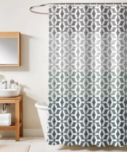 HOMETHREADS Embrace Luxury with Our 6-Feet Long Premium Polyester Shower Curtain with 12 Hooks for a Lavish Bathroom Ambiance | Stylish, Splendid, and Perfectly Sized (Four_Shade, 180x180cm)
