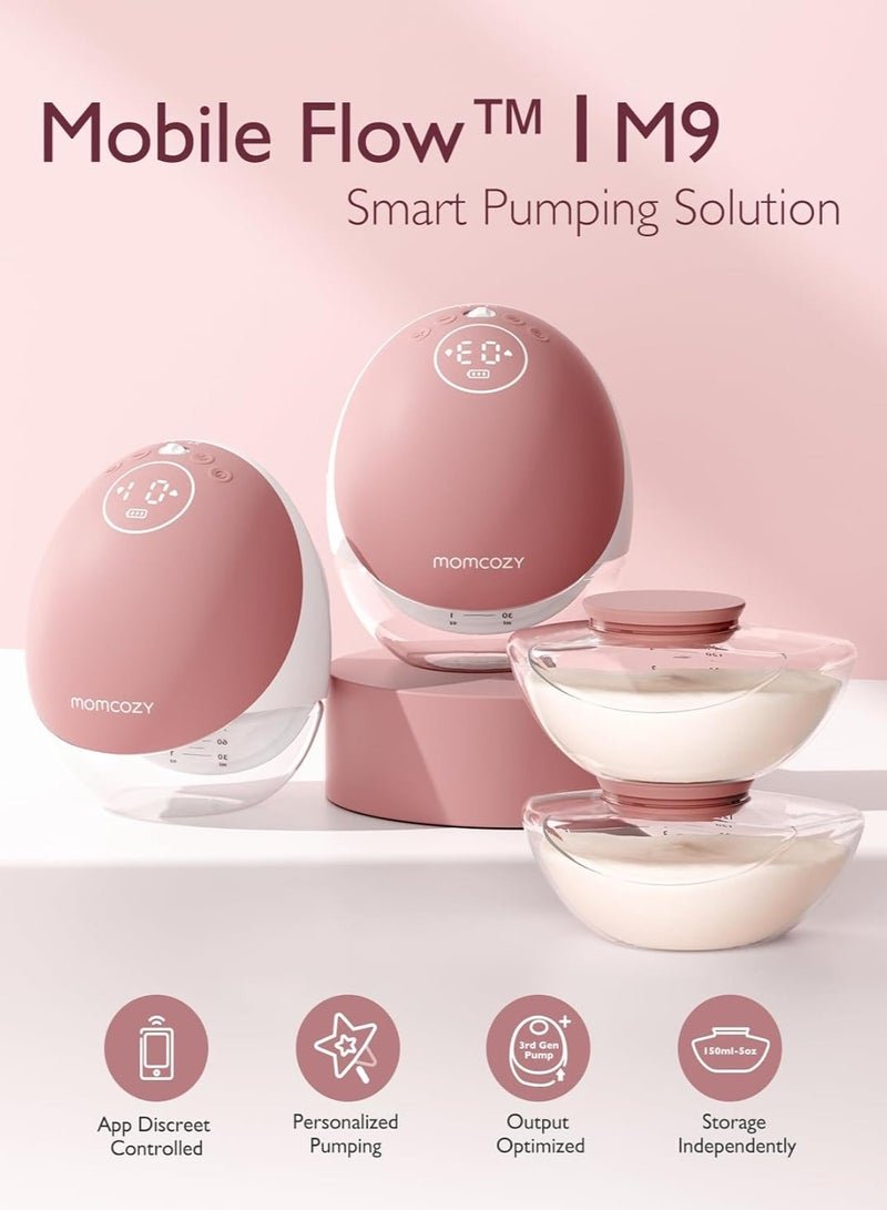 Momcozy M9 Breast Pump Hands-Free Mobile Flow, App Discreet Control with Personalized Multi-Modes and 15 Levels, Independent Breastmilk Storage, Wearable M9 Breast Pump 24mm - Image 3