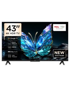 TCL Television 43 Inch Smart TV 4K UHD HDR 10 Google TV, Dynamic Color Enhancement, Dolby Audio, HVA Panel, MEMC, Multiple Eye Care with Metallic Bezel-less Design, 43V6C (2025 Model) 43V6C black