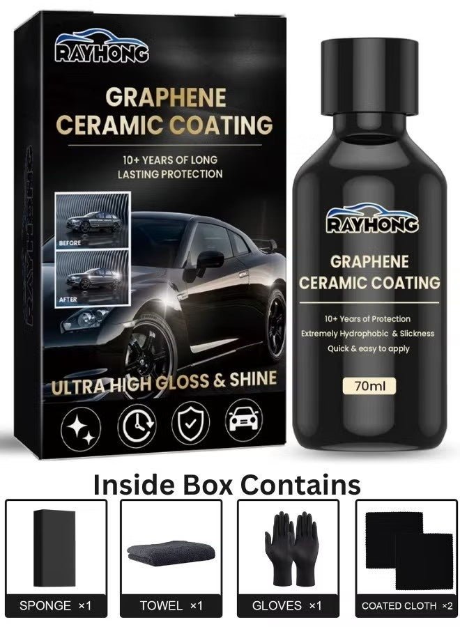 RAYHONG Graphene Ceramic Coating 70ml Graphene Car Coating for Long Lasting Protection Ultra High Gloss and Shine Coating Car Protective Film