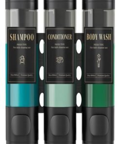 Luxspire Shampoo and Conditioner Dispenser, No Drill Wall Mounted Shower Soap Dispenser 3 Chamber with Waterproof Labels, Easy Refill Soap Dispenser for Bathroom Hotel Kitchen, Black