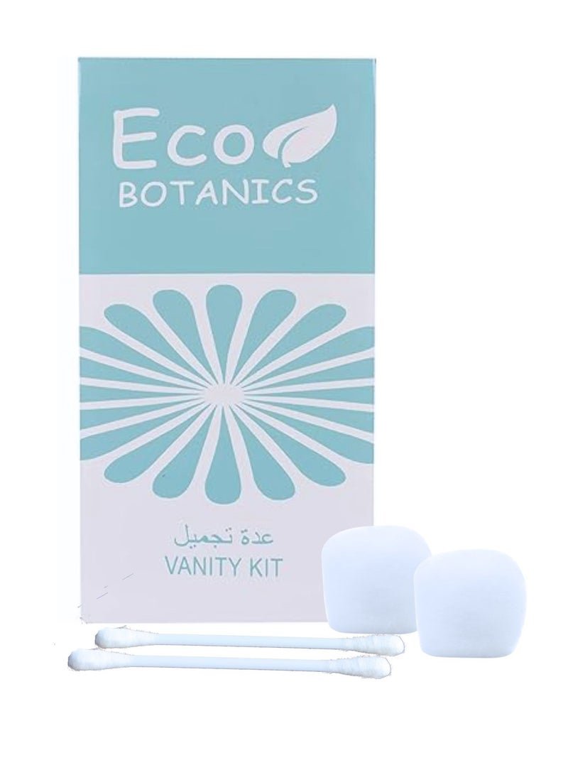 Eco Botanics 50-Piece Vanity Kit – Travel-Friendly Cotton Pads & Swabs for Personal Care"