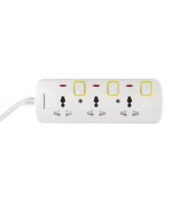 Olsenmark 3 Way Power Socket with Individual Switches- OMES1727D, Equipped with Fire Proof Housing, and Child Safety Shutter, 3 meter Extension Cord, Ideal for Home, Office White
