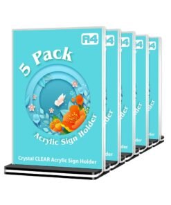Acrylic Sign Holder A4 Poster Menu Holder Double Sided Display Stands for Restaurant, Hotel, Promotions, Photo, Documents & More (A4 5 Pack)