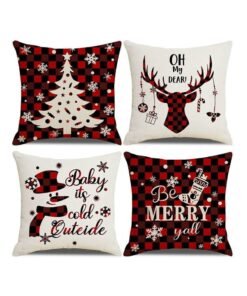 Y&D 4-Piece Christmas Pillow Case Cover Cushion For Home Decor 45x45cm