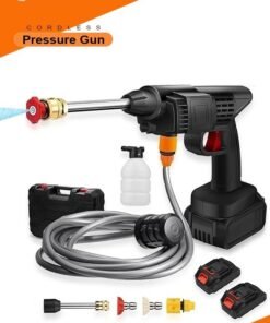 Eworld 68V Double Battery Portable Cordless High-Pressure Washer Gun, Efficient Car, Floor, Driveway, Bike & Motorcycle Washing and Garden Watering, Lightweight and Easy to Use, Black