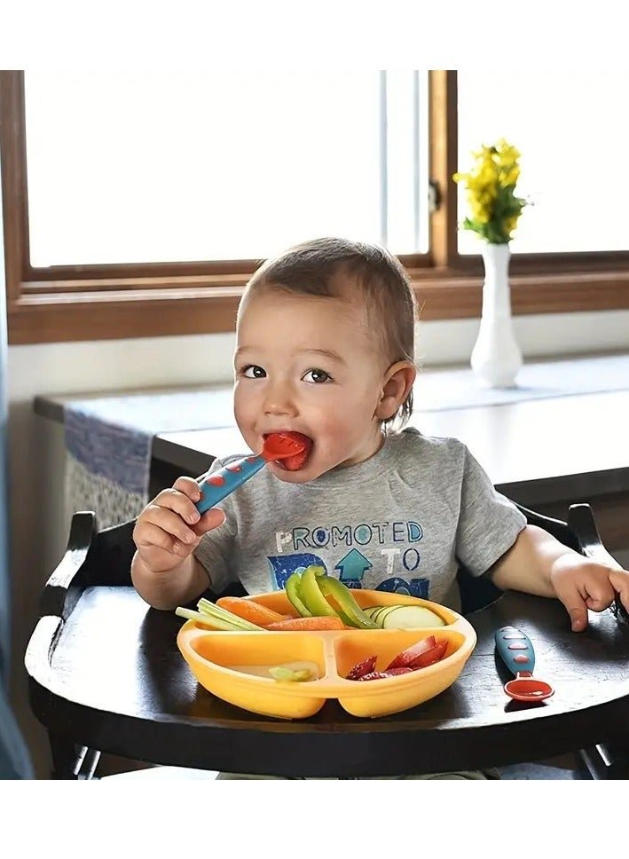 Little tots Suction Plates For Babies, Silicone With Lid Divided Design Dinner Plate Assorted Color - Image 3