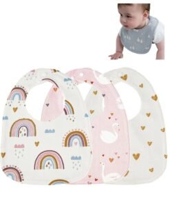insular Waterproof Baby Bibs U-shaped Cotton Saliva 3pcs