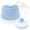 Aurasin Bpa Free Baby Powder Puff Box, Large 2.8" Fluffy Body After-Bath Powder Case, Baby Care Face/Body Villus Powder Puff Container, Makeup Cosmetic Talcum Powder Container With Hand Holder (Blue)