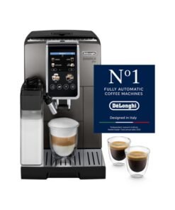 De'Longhi Coffee Machine DINAMICA PLUS Fully Automatic Bean to Cup Coffee Machine, 24+ Functions, Ideal for Espresso, Americano, Cappuccino, Latte, Macchiato & Many More Coffee Recipes, 1.8 L 1450 W ECAM380.95.TB Titanium/Black