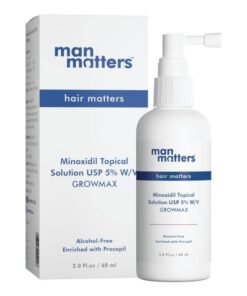 Man Matters Minoxidil 5% Solution Serum For Men With Procapil I Controls Hair Loss, Thinning I Revitalise Hair And Beard Regrowth I Alcohol Free, Non-Sticky, Unscented I Extra Strength I 60 Ml