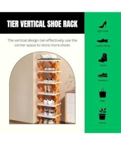 MIXDE Entryway Multi-layer Shoe Rack Organizer Simple Easy To Assemble Household Foldable Plastic Shoes Holder (Green, 7 Layers) - Image 3