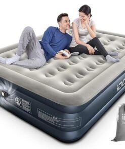 iDOO Air Bed Inflatable Double Mattress with Built-in Electric Pump, 152 x 203 x 46CM Queen, 3 Mins Quick Self-Inflation/Deflation Air Mattress, Portable Blow Up Bed for Camping Travel Home, 295kg MAX