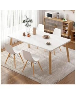 Dining Table, Modern Coffee Table Lunch Table with Solid Wooden Legs, Simple Square Side Desk Kitchen Table for Small Space Like Home Living Room Kitchen Dining Room Lounging Cafeterias (Square, 100 * 60 * 73CM)