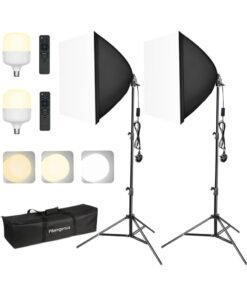 Pikengenus 950W Equivalent Softbox Lighting Kit, 24x24 inches Soft Box, 3200K-6500K Adjustable Color Temperature, Studio Lights for Photography/Recording/Live Streaming/Portraits Shooting(2 Pack)