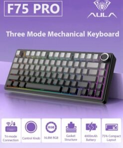AULA 【Brand Store】F75 PRO Gaming Keyboard 75% Mechanical Keyboard Gasket Hot Swappable Custom Keyboard RGB Backlit with Five-Layer Padding, ide Printed PBT Keycaps Bluetooth/2.4GHz/USB-C, Mechanical Gaming Keyboard Hot Swappable, Knob, RGB, Reaper Switches Keyboard for Gamers(Gradient Black)