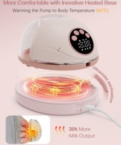 chiteng Electric Breast Milk Pump with Heated Base, Hands Free Breast Pump, Wearable Breastfeeding Pump with Voice Reminder & Auto-Stop Function, 4 Modes/ 12 Levels Hospital Grade Suction, 1200mAh Long Battery Life
