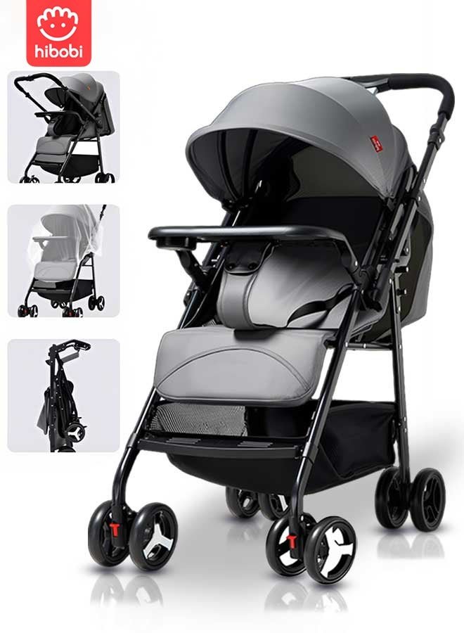 hibobi Two-way baby stroller, adjustable front and back, adjustable angle, can sit or lie down, multifunctional foldable stroller.