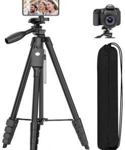 TONEOF 170cm Camera Tripod, 67" Camera Tripod with Travel Bag, Cell Phone Tripod with Remote, Aluminum Portable Tripod Stand with Phone Tripod Mount & 1/4”Screw, for Phone/Camera/Projector/DSLR/SLR