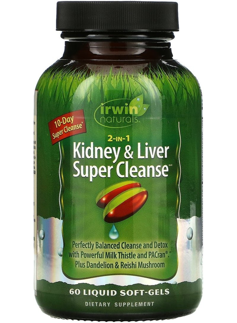 Irwin Naturals 2 In 1 Kidney And Liver Super Cleanse 60 Liquid Soft-Gels