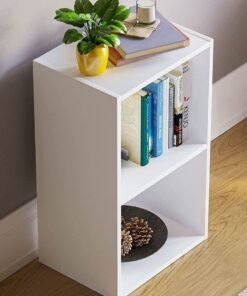 Alternative view of MODERN HOME Modern Slim 2-Tier Bookcase | Tall Narrow Cube Storage Shelf | Vertical Display Unit for Small Spaces | White Finish