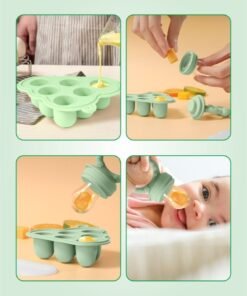 YEADMAL Baby Fruit Feeder Teether with Mini Freezer Tray, Breastmilk Popsicle Molds for Baby Teething Relief, Baby Teethers, Fresh Food Feeder for Safe Infant Self Feeding,Green