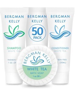 BERGMAN KELLY Round Hotel Soap Bars Shampoo  Conditioner 3Piece Set 1 oz each 150 pc White Tea Delight Your Guests with Revitalizing  Refreshing Mini Travel Toiletries  Bulk Amenities