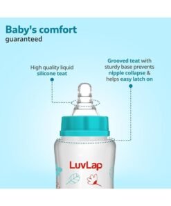 Alternative view of Luvlap Anti-Colic Slim/Regular Neck Essential Baby Plastic Feeding Bottle, 250Ml, New Born/Infants/Toddler Upto 3m+, Wild Flowers, BPA Free,Green