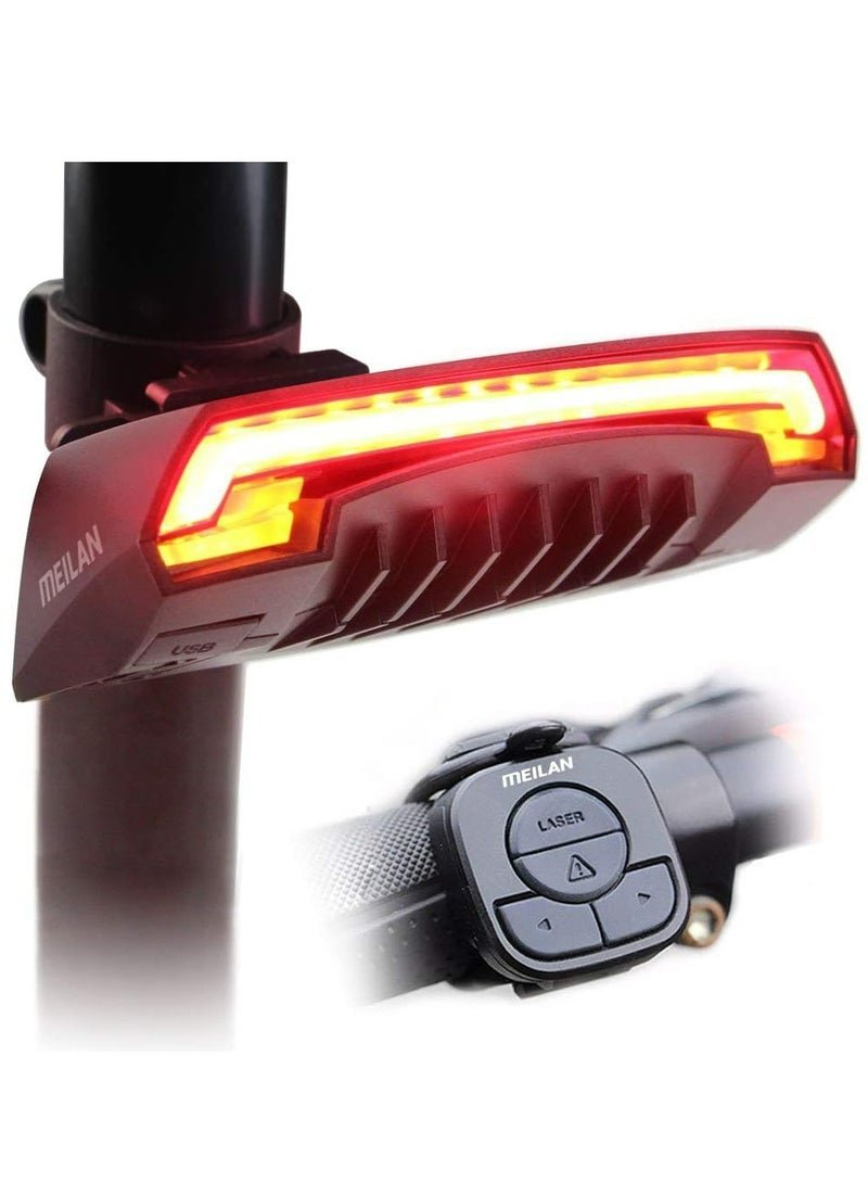 Meilan X5 Smart Bike Tail Light Wireless Turn Signals Automatic Brake Light Ground Warning Line Remote Control Usb Rechargeable Waterproof Safety Warning Rear Back Cycling