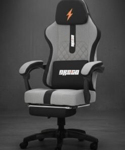 DROGO Ergonomic Gaming Chair, High Back Computer chair with Breathable Fabric, Linkage Armrest, Video Game Chair with Adjustable Height, Head & Lumbar Support Pillow | Home & Office Chair with Footrest & Recline Grey