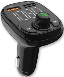 iSmart FM70 Wireless Multifunction Travel Car FM Modulator 3.4A Quick Charger with Larger Display, Support TF Card/AUX/USB/Bluetooth Black