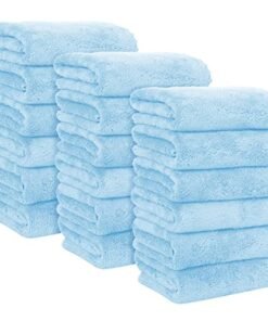 MOONQUEEN 18 Pack Premium Hand Towels Quick Drying Microfiber Coral Velvet Highly Absorbent Towels Multipurpose Use as Hotel Bathroom Shower Spa Hand Towel 16 x 28 inches Aquamarine