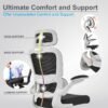 DROGO Premium Ergonomic Office Chair for Work from Home, High Back Computer Chair with Adjustable Seat, Lumbar Support & Headrest, Flip-up Armrest & Recline | Mesh Chair for Office/Home White/Black
