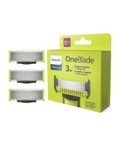 Philips OneBlade Replacement Blades QP630/51,Trim, Edge & Shave Any Length of Hair,3 Original Blades + 1 Body Kit,Fits All OneBlade Handles, Wet & Dry Use QP630/51Green/Silver