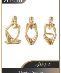 Alruht 3-Piece Gold Statue Decor, Thinker Abstract Art Resin Sculpture for Home, Living Room, Office Decoration