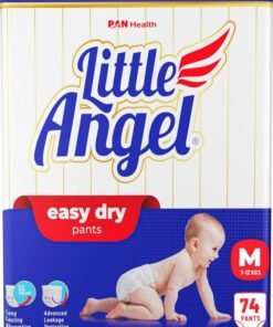 Little Angel Baby Easy Dry Diaper Pants With 12 Hrs Absorption Medium (M) Size 74 Count, 7-12 Kgs - M (74 Pieces)