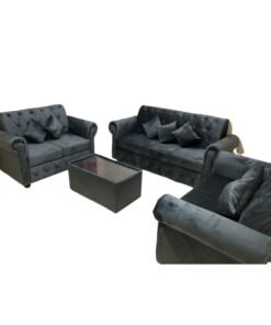 Maharat Al Bahar Classic 7-Seater Sofa With Table And Pillow Dark Grey  190x80x80