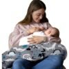 Daytoyz Nursing Pillow Original Support, Gray DinosaursOriginal Newborn Nursing Feeding Pillow Essentials for Bottle and Breastfeeding Pillows with Removable Cover, Infant Support for Baby and Mom Cradle 0-24 Months