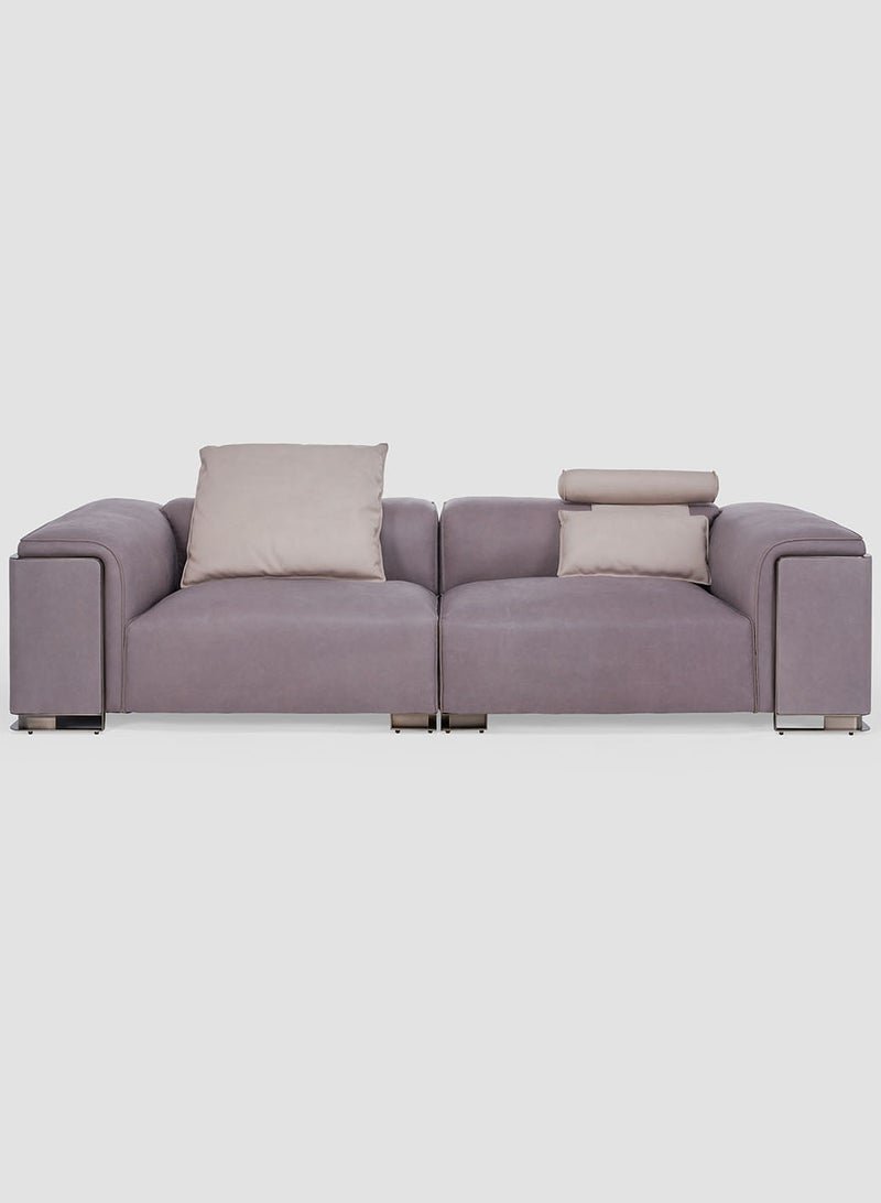 AL HUZAIFA FURNITURE Tropez 3 Seater Sofa, Upholstered In Full Grain Leather, Stainless Steel Legs