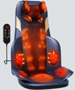 XiuWoo Full Back Massager with Heat Shiatsu Massage Chair Pad Shiatsu Back Massager with Height Adjustable Neck Massaging Home Office Travel Kneading Massage Pads for Chairs, Blue