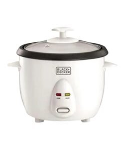 BLACK+DECKER Rice Cooker, Removable Nonstick Bowl, Steaming Tray, Glass Lid, Cool-Touch Design, Auto Warm Function, Water Level Indicator, Quick Meals, 220-240V, 1 L 400 W RC1050-B5 White