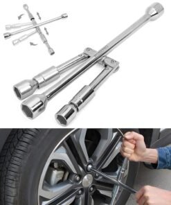 GROIC Multifunction Sliding Wrench Breaker Bar with 11/16 inch, 3/4 inch, 13/16 inch, and 7/8 inch (17, 19, 21, and 23 mm),4 Ports Universal Hexagon Spanner Wrench,Automotive Repair Tools