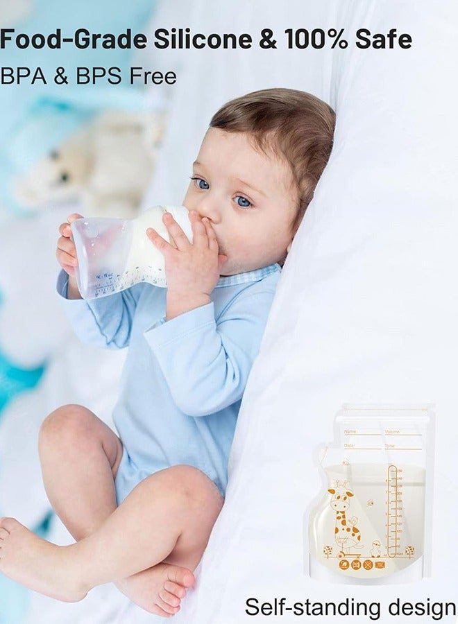 Sharpdo 50 Pieces Breastmilk Storage Bag, Disposable Milk Storage Bag for Breastfeeding, No-Leak Milk Freezer Storage Pouches, 200ml / 250ml - Image 4