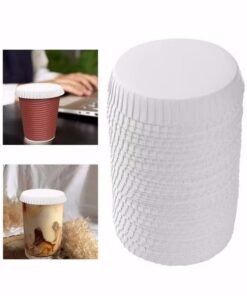 WAOKN 100 PCS Whiteboard Disposable Paper Cup Covers, Coffee Tea Cup Covers Recycled Paper Drinking Cup Lids Covers Perfect for Hotel Coffee Bar Tea Houses Restaurants Parties Wedding 7.5*7.5CM