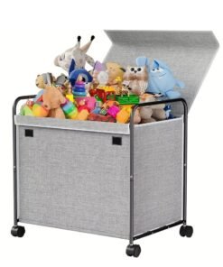 Alternative view of XiuWoo Extra Large Rolling Fabric Storage Bin with Wheels Collapsible Organizer for Toys, Stuffed Animals, and Household Items, Hand Washable Metal Frame Design, Household Item Organizer Collapsible Design Easy Mobility Wheels, Toy Storage