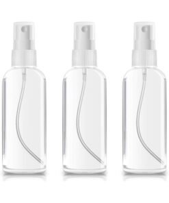 MOMENT 3Pack Plastic Spray Bottles, 2Oz/50Ml Plastic Spray Clear Empty Fine Mist Plastic Mini Travel Bottle Set Bottles Refillable Liquid Containers, Transparent White
