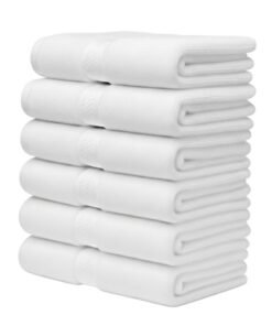 1Chase Luxury Hand Towels Cotton Hotel spa Bathroom Towel 16x30 Set Of 6 White
